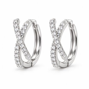 Crossover Moissanite Huggie Hoop Earrings for Women - Eternal Embrace