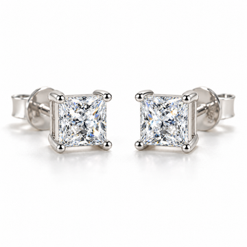 Princess Cut Moissanite Stud Earrings for Women - Everbright