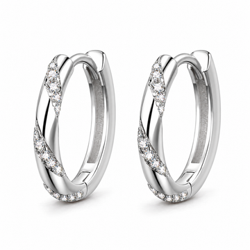 Twisted Moissanite Huggie Hoop Earrings for Women - Serenity
