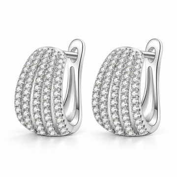 Five Row Pavé Moissanite Hoop Earrings for Women - Radiance