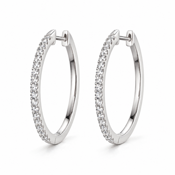 Large Moissanite Hoop Earrings for Women - Halo Line