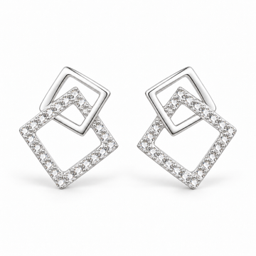 Together Interlocking Squares Moissanite Stud Earrings