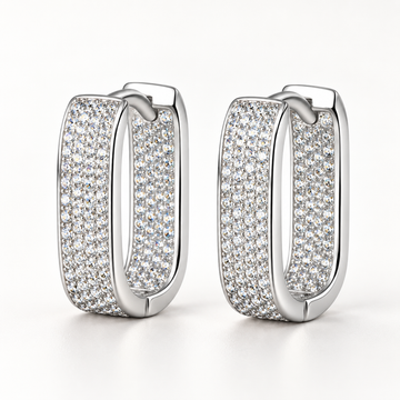 Rectangle Inside Out Pavé Moissanite Hoop Earrings - Aurora