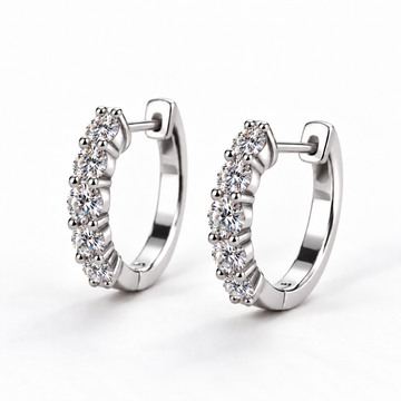 Five Stone Moissanite Huggie Hoop Earrings for Women - Promise