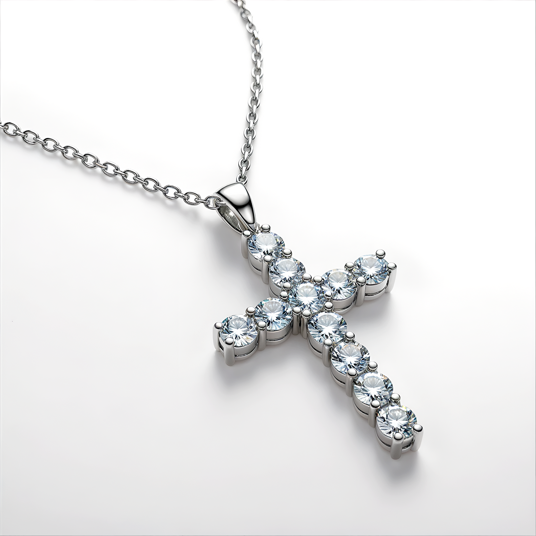 Celestial Faith Moissanite Cross Necklace