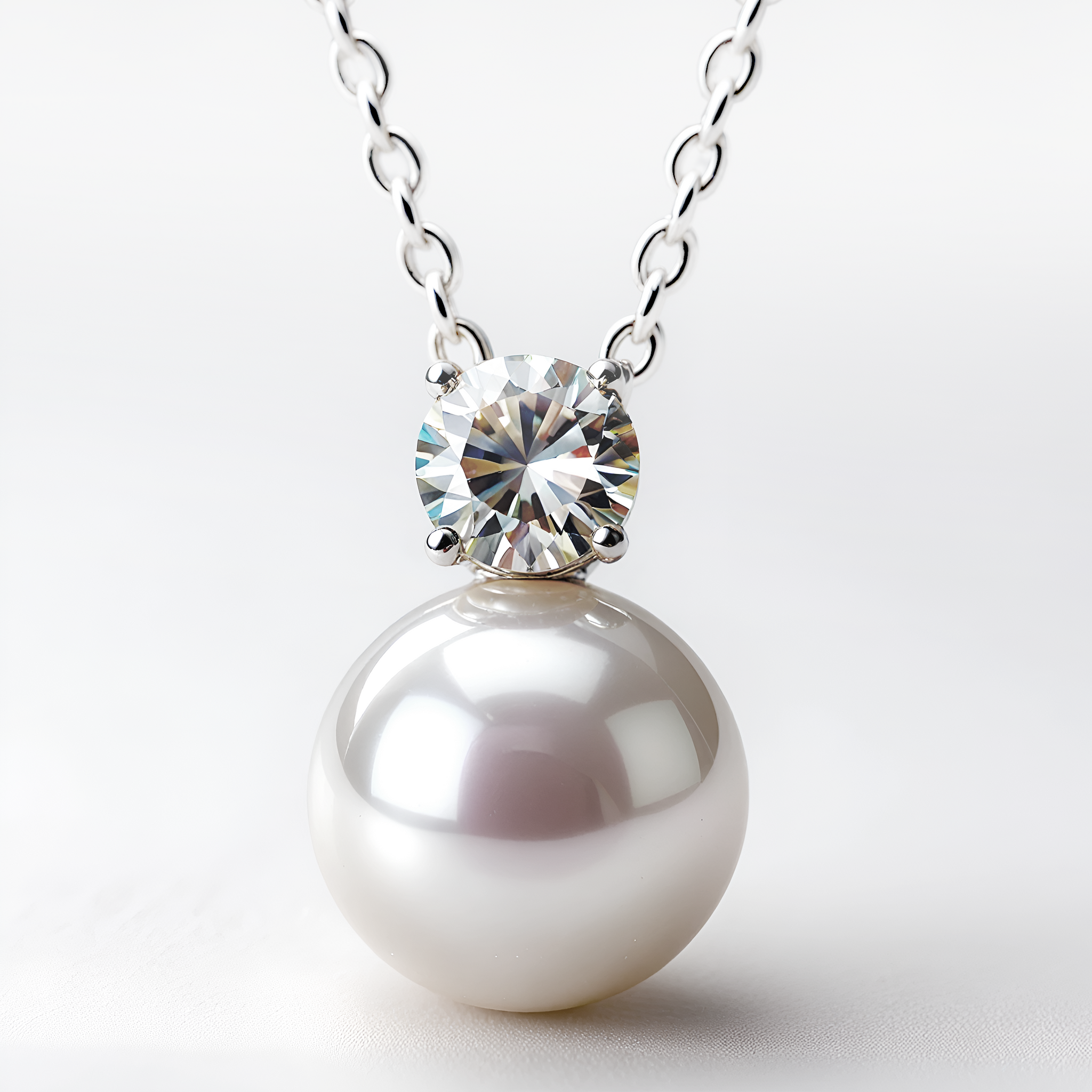Luminous Grace Pearl & Moissanite Necklace