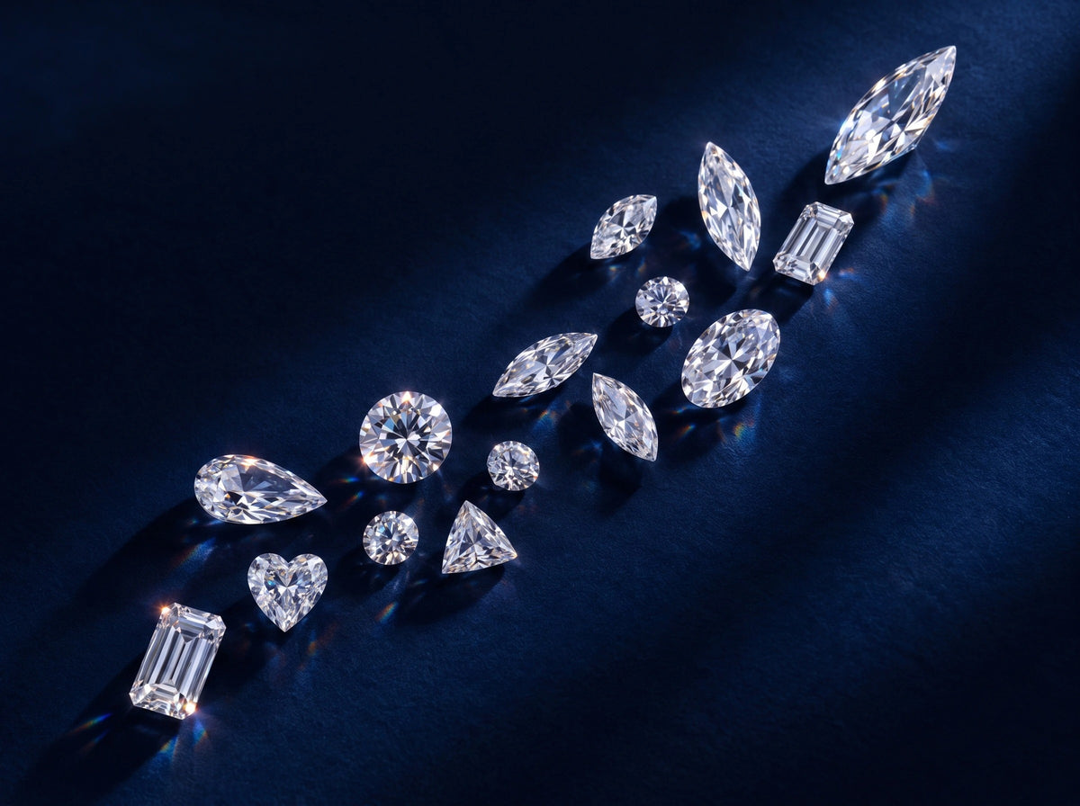 A moissanite ring held to the light